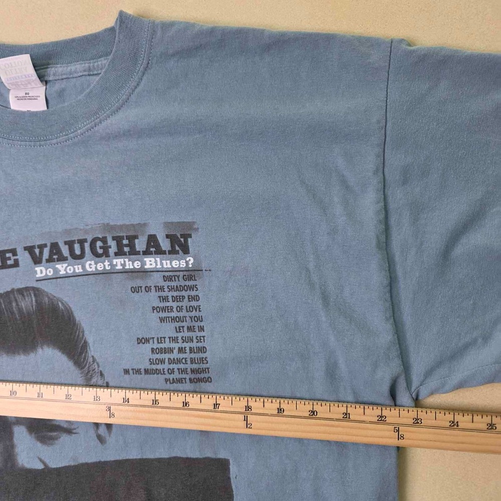Vintage 2001 Jimmie Vaughan Do You Get The Blues T-Shirt Blue XL Gildan Ultra - Picture 5 of 9